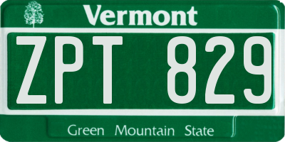 VT license plate ZPT829
