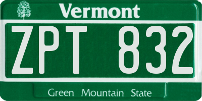 VT license plate ZPT832