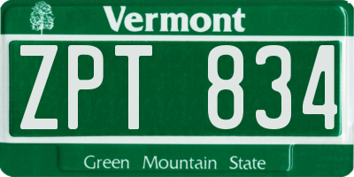 VT license plate ZPT834