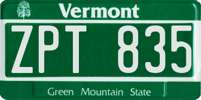 VT license plate ZPT835