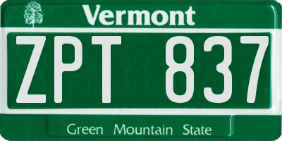 VT license plate ZPT837