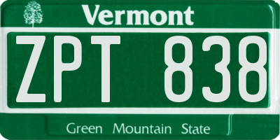 VT license plate ZPT838