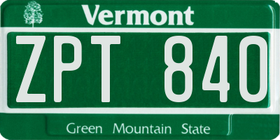 VT license plate ZPT840