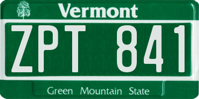 VT license plate ZPT841