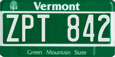 VT license plate ZPT842