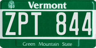 VT license plate ZPT844