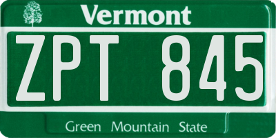 VT license plate ZPT845