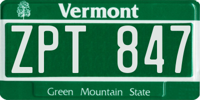 VT license plate ZPT847