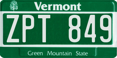 VT license plate ZPT849