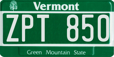 VT license plate ZPT850