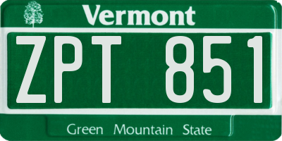 VT license plate ZPT851