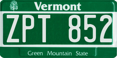 VT license plate ZPT852