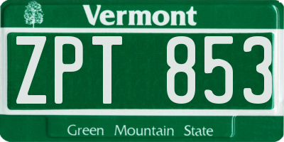VT license plate ZPT853