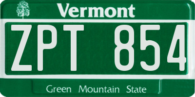 VT license plate ZPT854