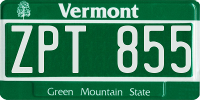 VT license plate ZPT855