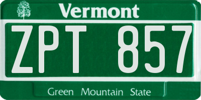 VT license plate ZPT857