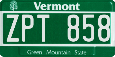 VT license plate ZPT858