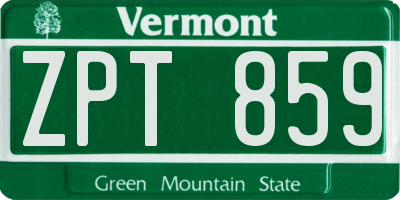 VT license plate ZPT859