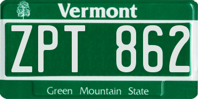 VT license plate ZPT862