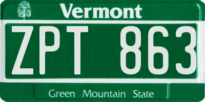 VT license plate ZPT863