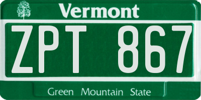 VT license plate ZPT867