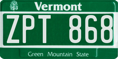 VT license plate ZPT868