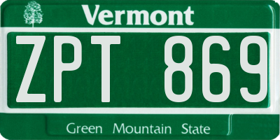 VT license plate ZPT869