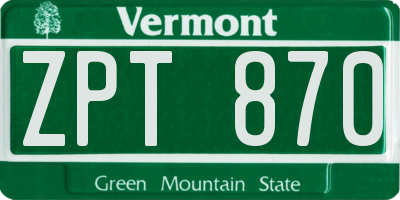 VT license plate ZPT870
