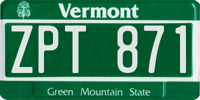 VT license plate ZPT871