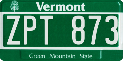 VT license plate ZPT873