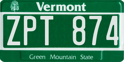VT license plate ZPT874