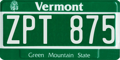 VT license plate ZPT875