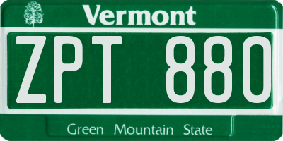 VT license plate ZPT880