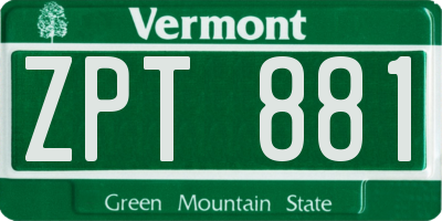 VT license plate ZPT881