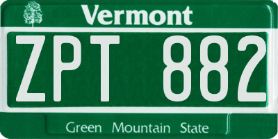 VT license plate ZPT882