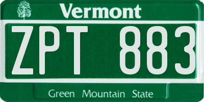 VT license plate ZPT883