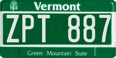 VT license plate ZPT887