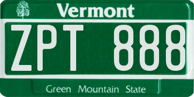 VT license plate ZPT888