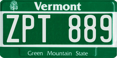 VT license plate ZPT889
