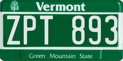 VT license plate ZPT893