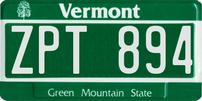 VT license plate ZPT894
