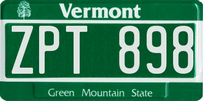 VT license plate ZPT898