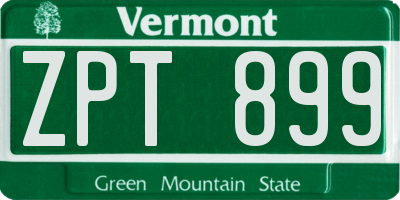 VT license plate ZPT899