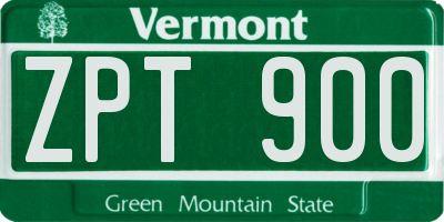 VT license plate ZPT900