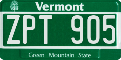 VT license plate ZPT905