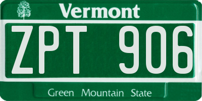 VT license plate ZPT906
