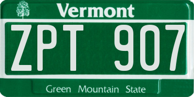 VT license plate ZPT907