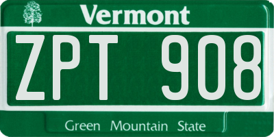 VT license plate ZPT908