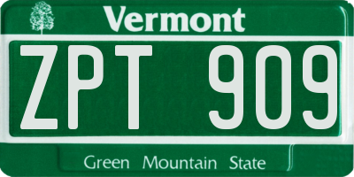 VT license plate ZPT909