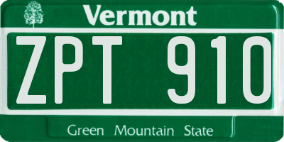 VT license plate ZPT910